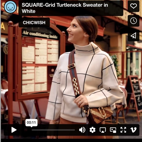 NWT Chicwish Grid Turtleneck Sweater - Picture 7 of 10